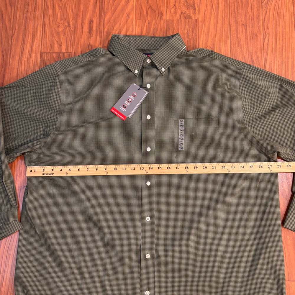 NWT Roundtree & York Travel Smart Green Plaid Button Down LS Shirt Mens 2XB - Picture 4 of 7
